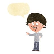 cartoon boy laughing and pointing with speech bubble N2