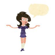 cartoon confused pretty girl with speech bubble N2