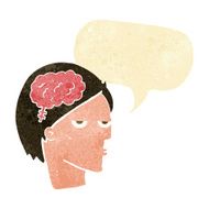 cartoon head with brain symbol speech bubble N4