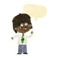 cartoon school boy with idea speech bubble N5