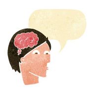 cartoon head with brain symbol speech bubble N5