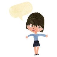 cartoon curious woman with speech bubble N8