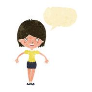 cartoon happy woman with speech bubble N36