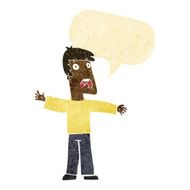 cartoon frightened man with speech bubble N13