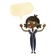 cartoon woman surrendering with speech bubble N2