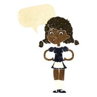 cartoon happy waitress woman with speech bubble N2