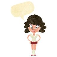 cartoon pretty woman with speech bubble N42