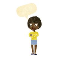 cartoon proud woman with speech bubble N4
