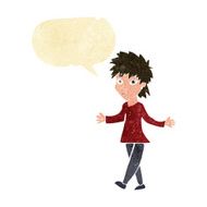cartoon woman shrugging shoulders with speech bubble N77