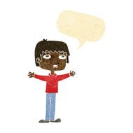 cartoon nervous man with speech bubble N19