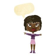 cartoon woman pointing with speech bubble N34