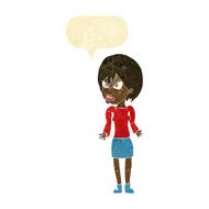 cartoon annoyed woman with speech bubble N31