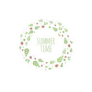 Frame with leaves and berries Summer time