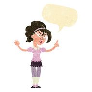 cartoon woman with idea speech bubble N41