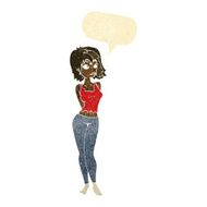 cartoon attractive girl with speech bubble N3