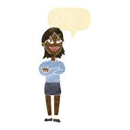 cartoon proud woman with speech bubble N5