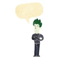 cartoon happy vampire man with speech bubble N6
