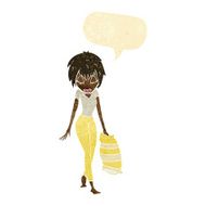 cartoon woman going to bed with speech bubble