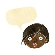 cartoon surprised female face with speech bubble N10