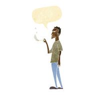 cartoon annoyed smoker with speech bubble