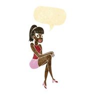 cartoon pretty woman with speech bubble N44