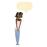 cartoon pretty woman with speech bubble N45