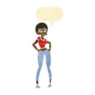 cartoon pretty woman with speech bubble N46
