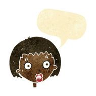 cartoon surprised female face with speech bubble N11