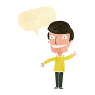 cartoon grinning man with idea speech bubble N2