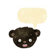 cartoon black bear face with speech bubble N3