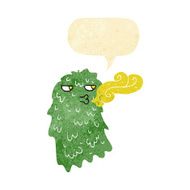 cartoon gross ghost with speech bubble N7