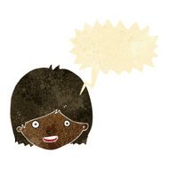 cartoon happy female face with speech bubble N32