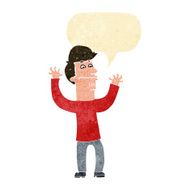 cartoon nervous man with speech bubble N22