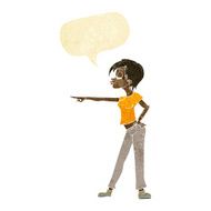cartoon woman pointing with speech bubble N39