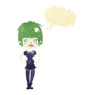 cartoon happy vampire girl with speech bubble N8