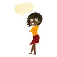 cartoon happy woman with speech bubble N37