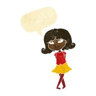 cartoon clever girl with speech bubble