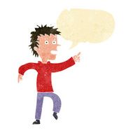 cartoon happy man pointing with speech bubble N10