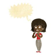 cartoon shocked woman with speech bubble N16