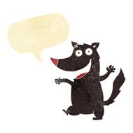 cartoon happy wolf with speech bubble N3