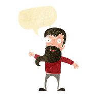 cartoon man with beard waving speech bubble N2