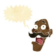 cartoon frightened old man with speech bubble N5