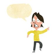 cartoon worried man pointing with speech bubble N6