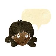 cartoon happy female face with speech bubble N35