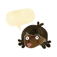 cartoon pretty face with speech bubble N2