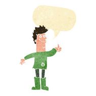 cartoon positive thinking man in rags with speech bubble N2