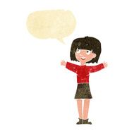 cartoon excited woman with speech bubble N21