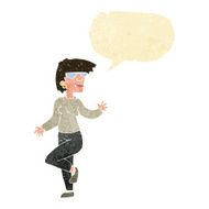 cartoon woman waving with speech bubble N51