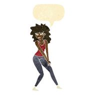 cartoon woman posing with speech bubble N3