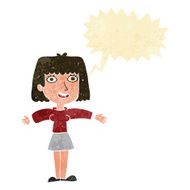 cartoon excited woman with speech bubble N22